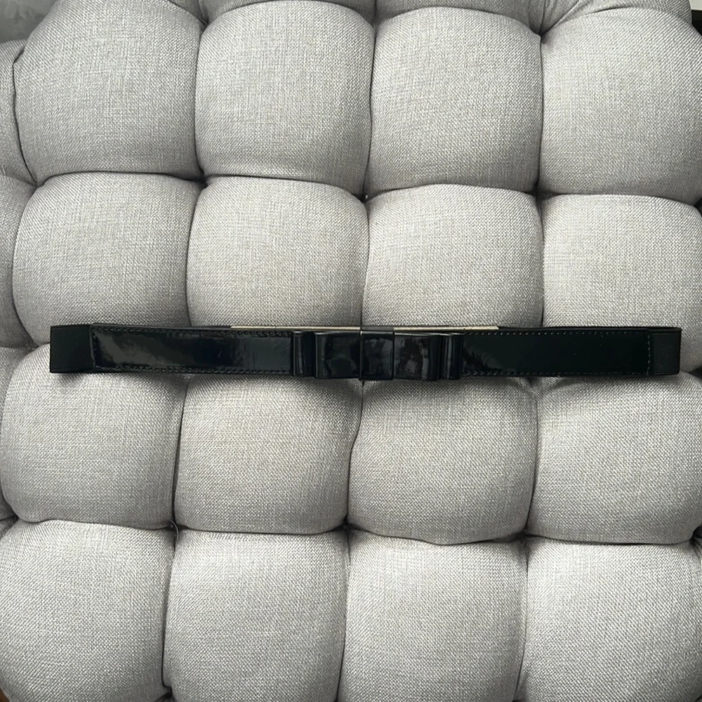 Another Line Black Patent Leather Bow Waist Belt Size Small / Medium
